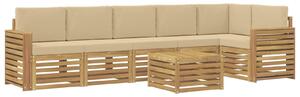 VidaXL Kültéri kanapé szett 7 pcs Fehér és Bézs 59 x 59 x 37 cm