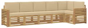 VidaXL Kültéri kanapé szett 6 pcs Fehér és Bézs 310 x 132,5 x 73 cm