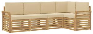 VidaXL Kültéri kanapé szett 5 pcs Fehér és Bézs 249 x 130,5 x 73 cm