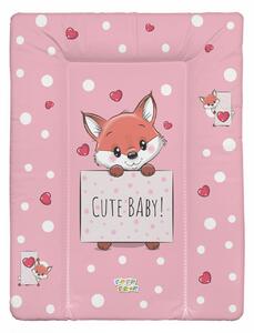 Babastar puha pelenkázó lap 50*70 cm - Rózsaszín szívecskés róka