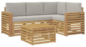 VidaXL Kültéri kanapé szett 5 pcs Fehér és Világosszürke