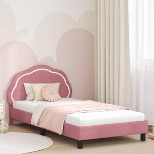 VidaXL Gyerekágy kerettel fejtámlával Rózsaszín 90 x 190 cm Bársony