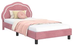 VidaXL Gyerekágy kerettel fejtámlával Rózsaszín 80 x 200 cm Bársony