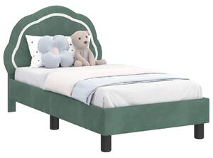 VidaXL Gyerekágy keret fejtámlával Tengeri Zöld 70 x 140 cm Bársony