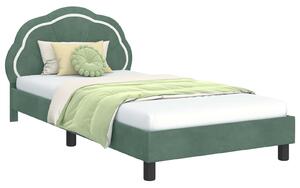 VidaXL Gyerekágy kerettel fejtámlával Tengeri Zöld 90 x 190 cm Bársony