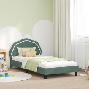VidaXL Gyerekágy kerettel fejtámlával Tengeri Zöld 90 x 200 cm Bársony