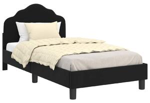 VidaXL Gyerekágy kerettel fejtámlával Fekete 80 x 160 cm Bársony
