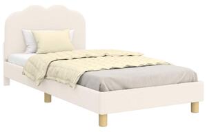 VidaXL Gyerekágy kerettel fejtámlával Krémszínű 80 x 200 cm Bouclé