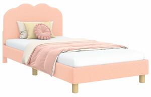 VidaXL Gyerekágy kerettel fejtámlával Rózsaszín 90 x 200 cm Bouclé