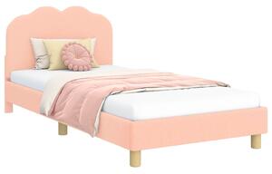 VidaXL Gyerekágy kerettel fejtámlával Rózsaszín 90 x 190 cm Bouclé