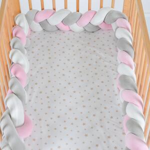 Cangaroo Braidy fonott rácsvédő 220cm - rózsaszín/fehér/szürke