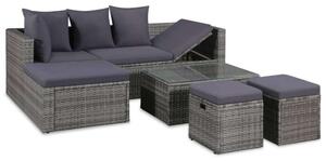 Vidaxl Polyrattan Kerti Bútorszett - 4 részes - Szürke