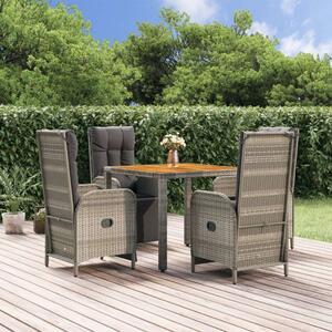 VidaXL Polyrattan Kerti Étkezőgarnitúra - 5 részes - Szürke