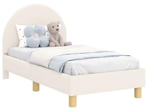 VidaXL Gyerekágy keret fejtámlával Krémszínű 70 x 140 cm Bouclé