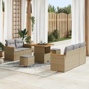 VidaXL Kerti Kanapé Szett 10 pcs Beige és Világosszürke polirattan