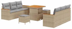 VidaXL Kerti Kanapé Szett 11 pcs Beige és Világosszürke polirattan