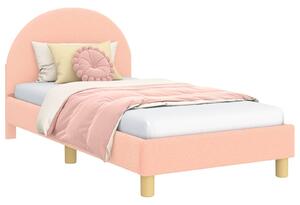 VidaXL Gyerekágy kerettel fejtámlával Rózsaszín 80 x 160 cm Bouclé