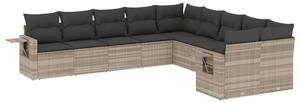 VidaXL Polyrattan Kerti Ülőgarnitúra - 10 részes, Világosszürke