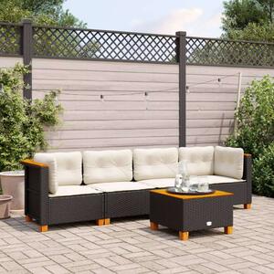 5 részes Polyrattan Kerti Kanapé - Fekete