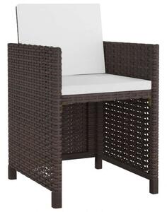 Polyrattan Étkezőgarnitúra - 11 részes - Barna