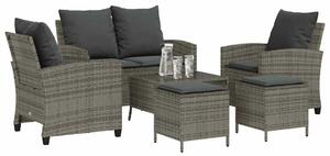 VidaXL 6 részes szürke polyrattan kerti ülőgarnitúra párnákkal