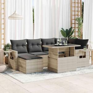 VidaXL Polyrattan Kerti Ülőgarnitúra - 7 részes - Világos Szürke