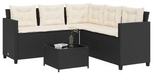 VidaXL L-alakú Kerti Kanapé - Polyrattan - Fekete - 175x175cm