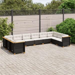 VidaXL Polyrattan Kerti Ülőgarnitúra - 10 részes - Fekete
