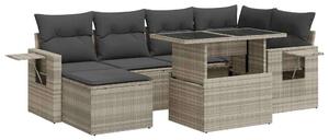 VidaXL Polyrattan Kerti Ülőgarnitúra - 7 részes - Világos Szürke