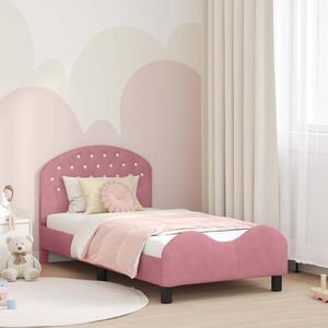VidaXL Gyerekágy kerettel fejtámlával Rózsaszín 80 x 160 cm Bársony