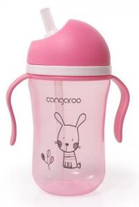 Cangaroo Cup Bunny szívószálas pohár 300 ml 6hó+ rózsaszín