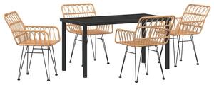 VidaXL Kert étkező szett 5 pcs Barna Poli rattan