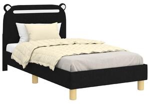 VidaXL Gyerekágy kerettel fejtámlával Fekete 80 x 160 cm Szövet