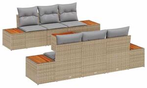 VidaXL Kerti Kanapé Szett párnával tárolóval 7 pcs Bézs Poli rattan