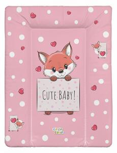 Babastar puha pelenkázó lap 50*70 cm - Rózsaszín szívecskés róka