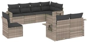 VidaXL Polyrattan Kerti Ülőgarnitúra - 8 részes, Világosszürke