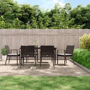VidaXL 7-részes polyrattan és acél kerti étkezőgarnitúra párnával
