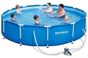 Bestway Bahama Fémvázas medence vízforgatóval, 366 x 76 cm, 6473 l űrtartalom, Kék