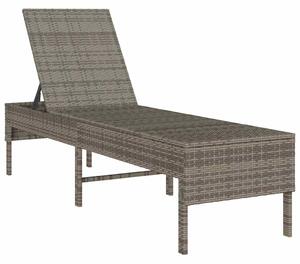 VidaXL szürke polyrattan napozóágy párnával 55x200x44 cm