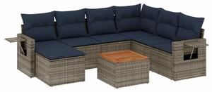 VidaXL 8 db szürke polyrattan kerti kanapégarnitúra párnákkal
