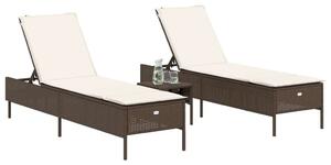 VidaXL Napozóágy párnákkal - 2 db - Barna