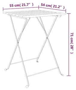 VidaXL tömör akácfa és acél összecsukható bisztróasztal 55x54x71 cm