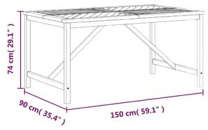 VidaXL tömör akácfa kerti étkezőasztal 150 x 90 x 74 cm