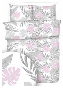 Krepp lapok Tropic rózsaszín TiaHome - 1x Párna 90x70cm, 1x Paplan 140x200cm