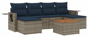 VidaXL 7 db szürke polyrattan kerti kanapégarnitúra párnákkal
