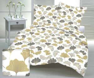 Ginko arany krepp ágynemű TiaHome - 1x Párna 90x70cm, 1x Paplan 140x200cm