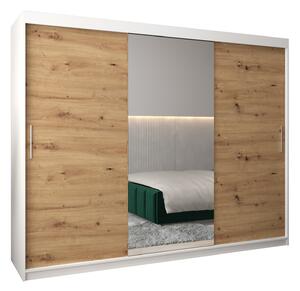 Ruhásszekrény 250 cm Toki 1 (matt fehér + artisan tölgy)