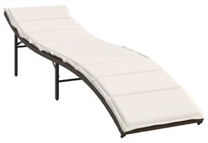 VidaXL 2 db barna polyrattan napozóágy párnával
