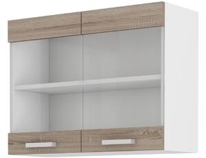 Felső konyhaszekrény Domton 80 G 60 (fehér + trüffel sonoma tölgy)