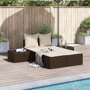 VidaXL Dupla Napozóágy - Barna Polyrattan - 162cm